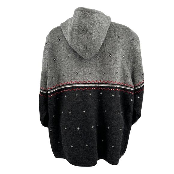 Woolrich Wool Sweater Jacket WMNS XL Onyx Heather Colorblock Hooded Zip Dotted - Picture 10 of 12